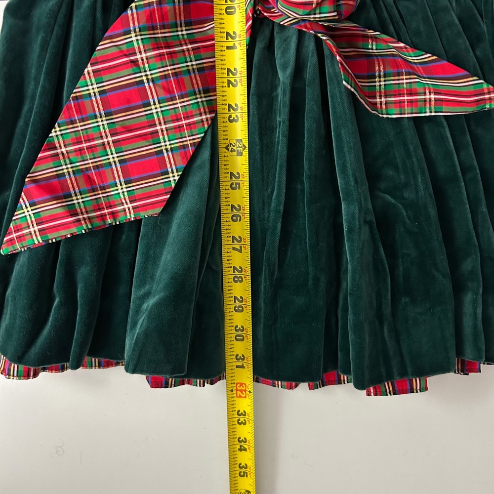 VTG Raul Blanco Girls Dress Victorian Cottagecore Green Velvet Lace Sash Size 10 - Picture 15 of 15